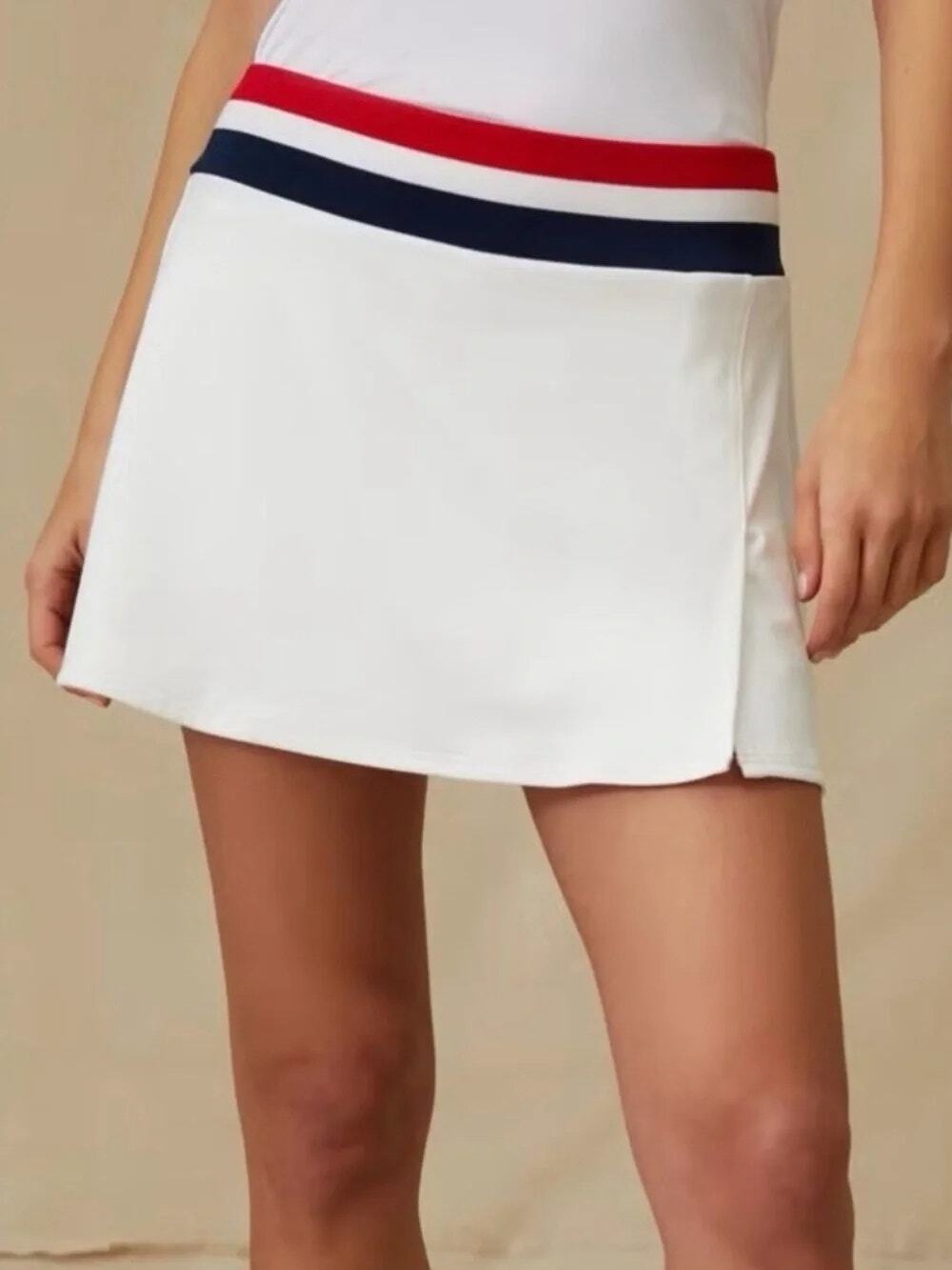 Tuckernuck Americana 14" Tennis Skort Womens L Red White Blue Athletic Skirt NEW